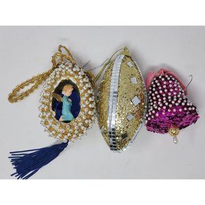 Vintage Push Pin Ornaments Faux Gold Pearls Tassel Angel/Bell/Teardrop Ornaments